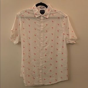 Flamingo Hawaiian Shirt - Denim & Flower